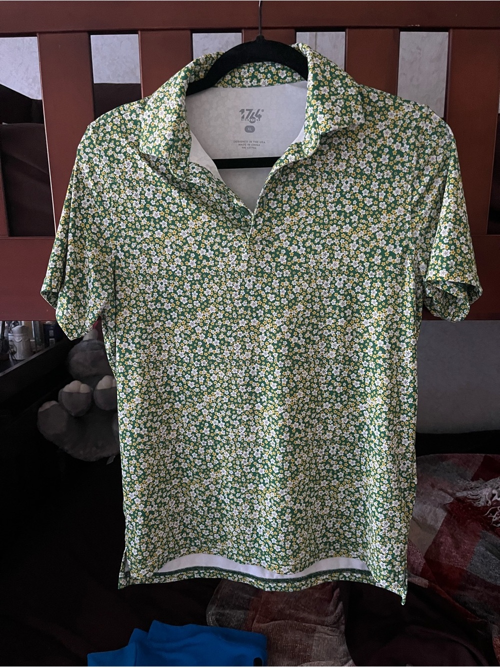 Green Floral Short-Sleeve Polo Shirt